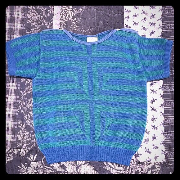 Clayeux blue turquoise sweater T4 snap top EUC - Picture 1 of 5